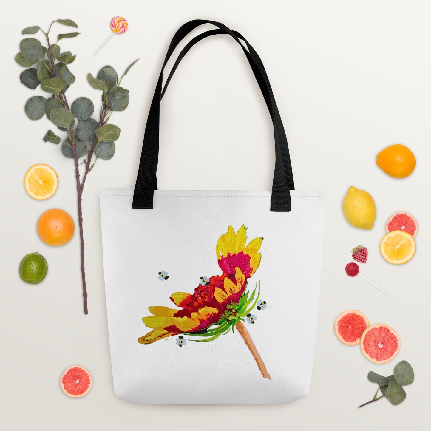 Reusable colorful flower tote bag,beach tote bag,nurse tote bag,farmers market bag,carry all,wildflower tote bag,daycare bag,nature lover