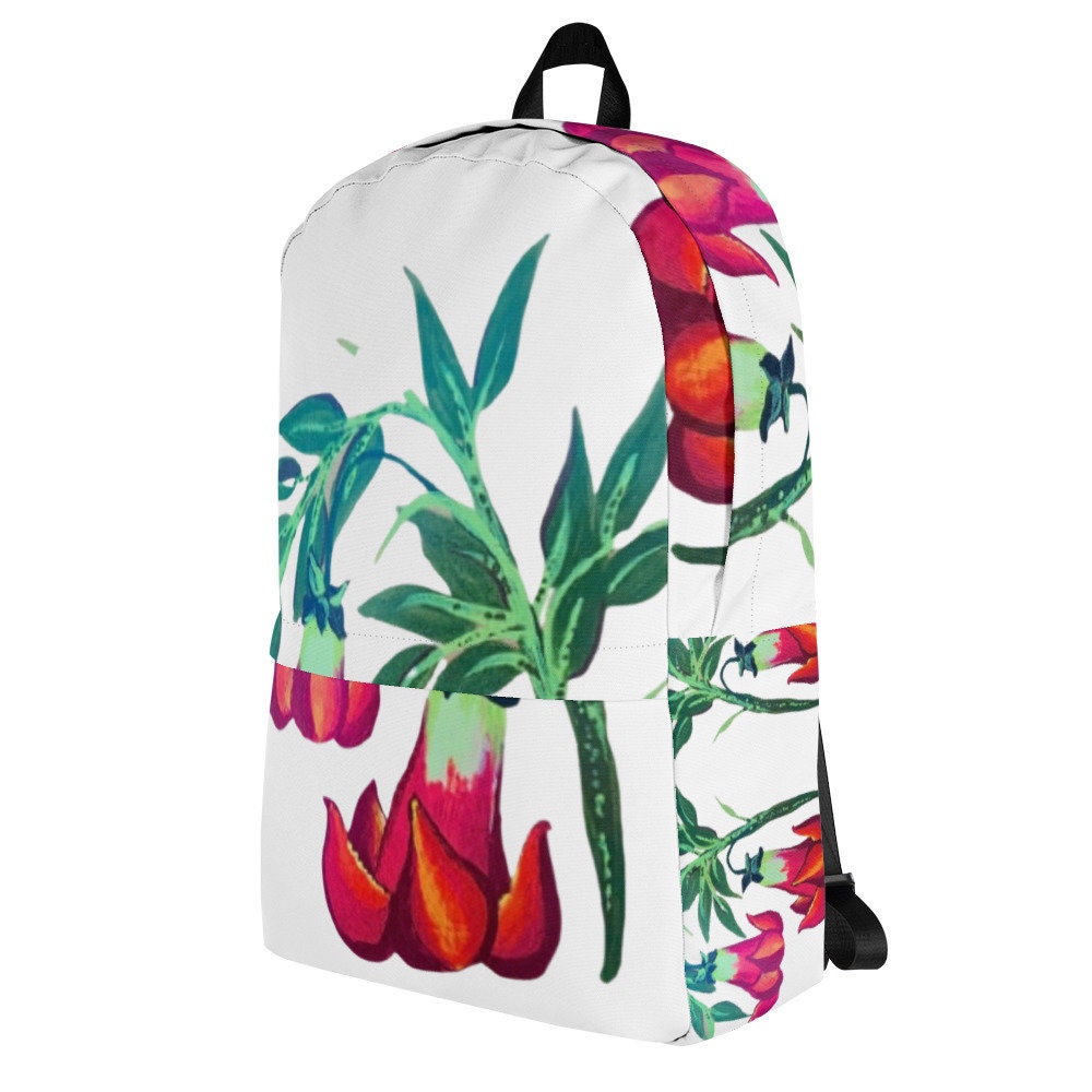 Trumpet flower backpack,back to school,college backpack,hiking backpack,botanical backpack,aesthetic diaper bag,country backpack,work bag
