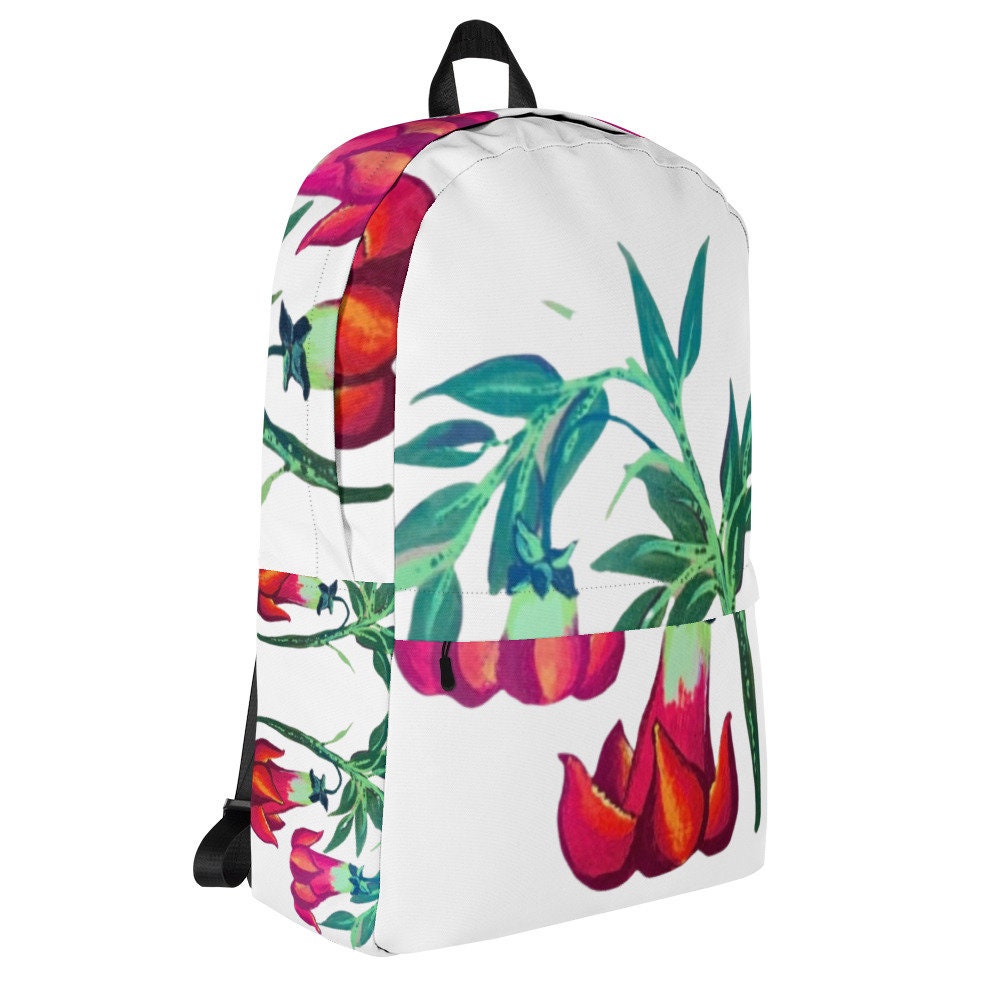 Trumpet flower backpack,back to school,college backpack,hiking backpack,botanical backpack,aesthetic diaper bag,country backpack,work bag