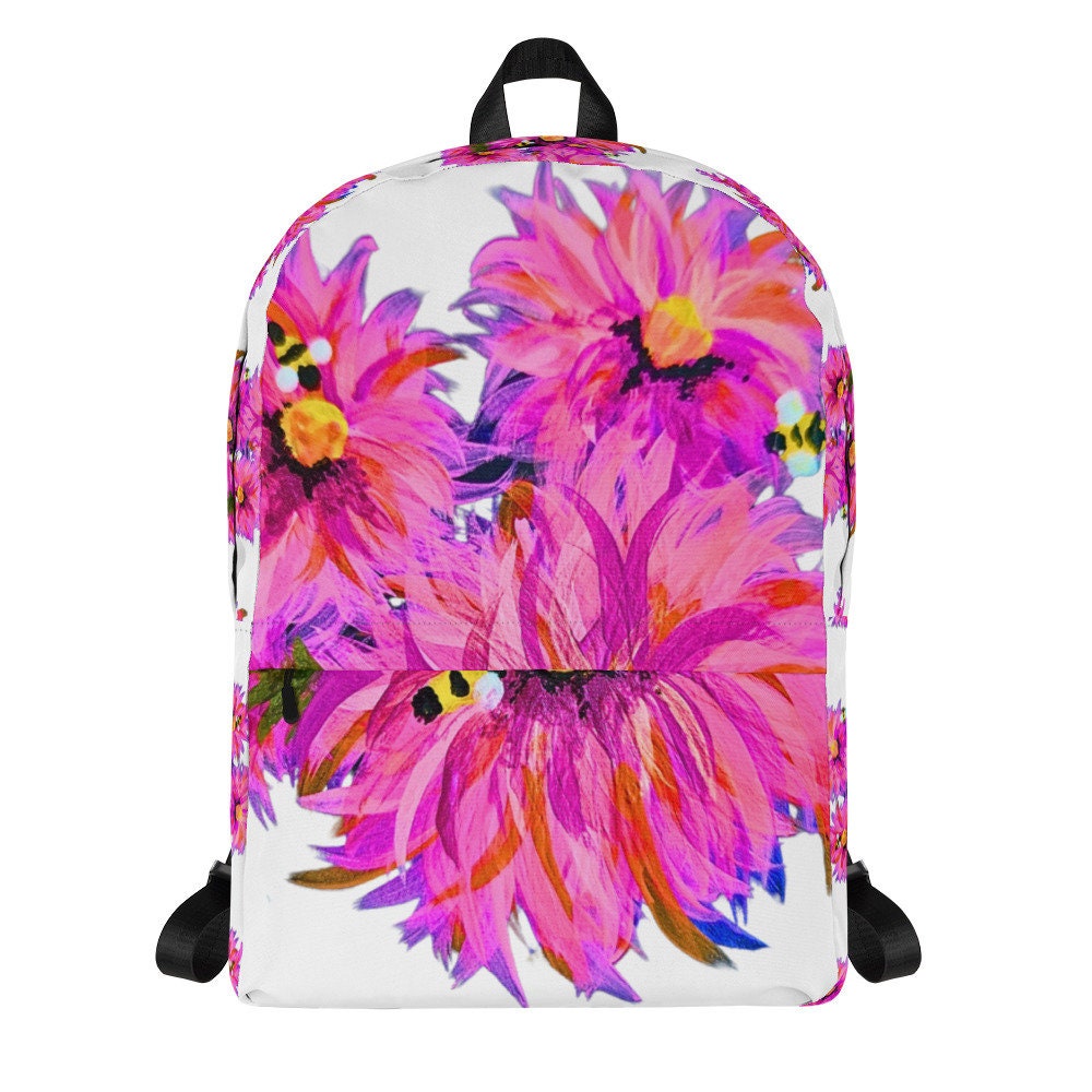Pink flower backpack,back to school,college backpack,hiking backpack,botanical backpack,aesthetic diaper bag,country backpack,cute backpack