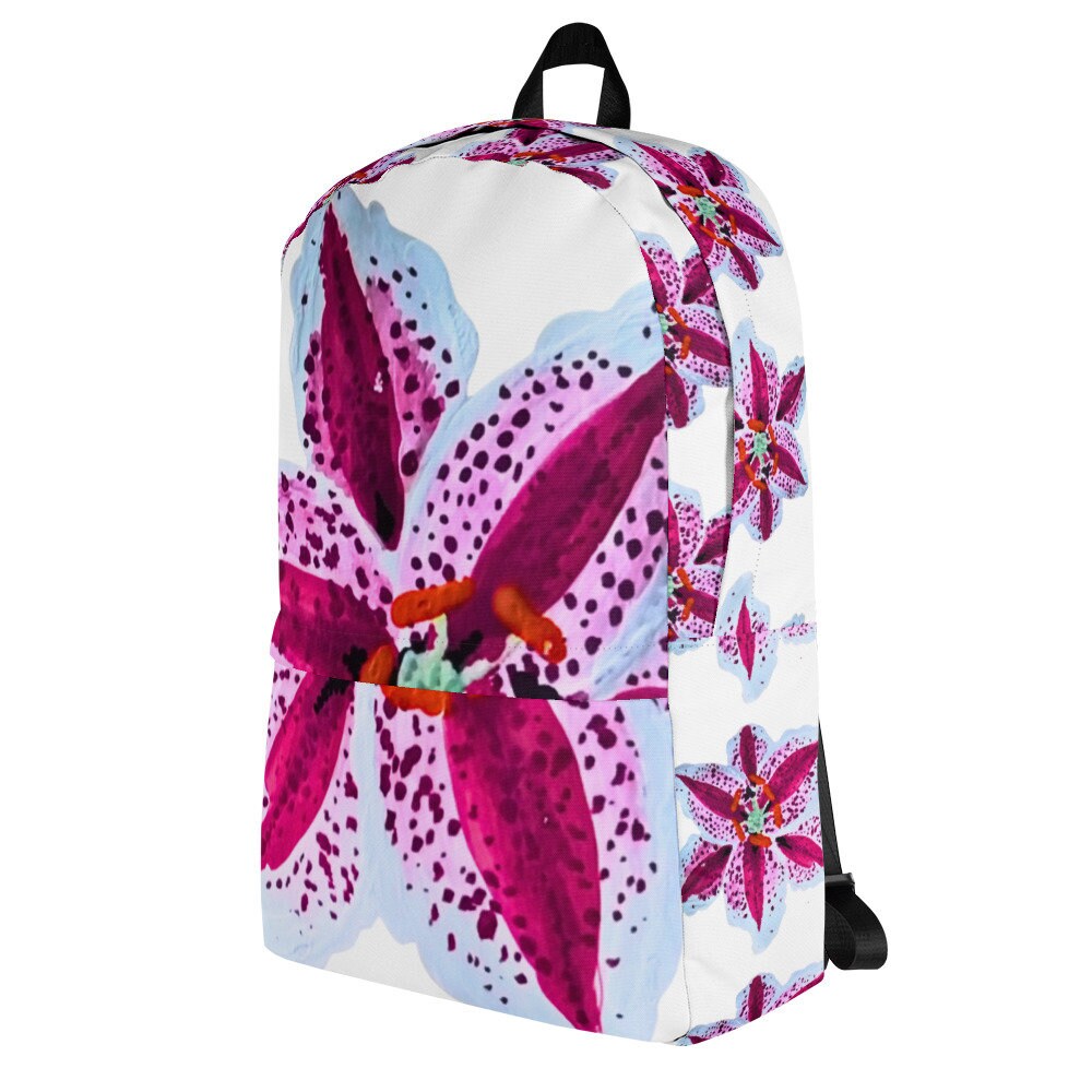 Tiger lily backpack,back to school,college backpack,hiking backpack,botanical backpack,womens diaper bag,country backpack,cute backpack