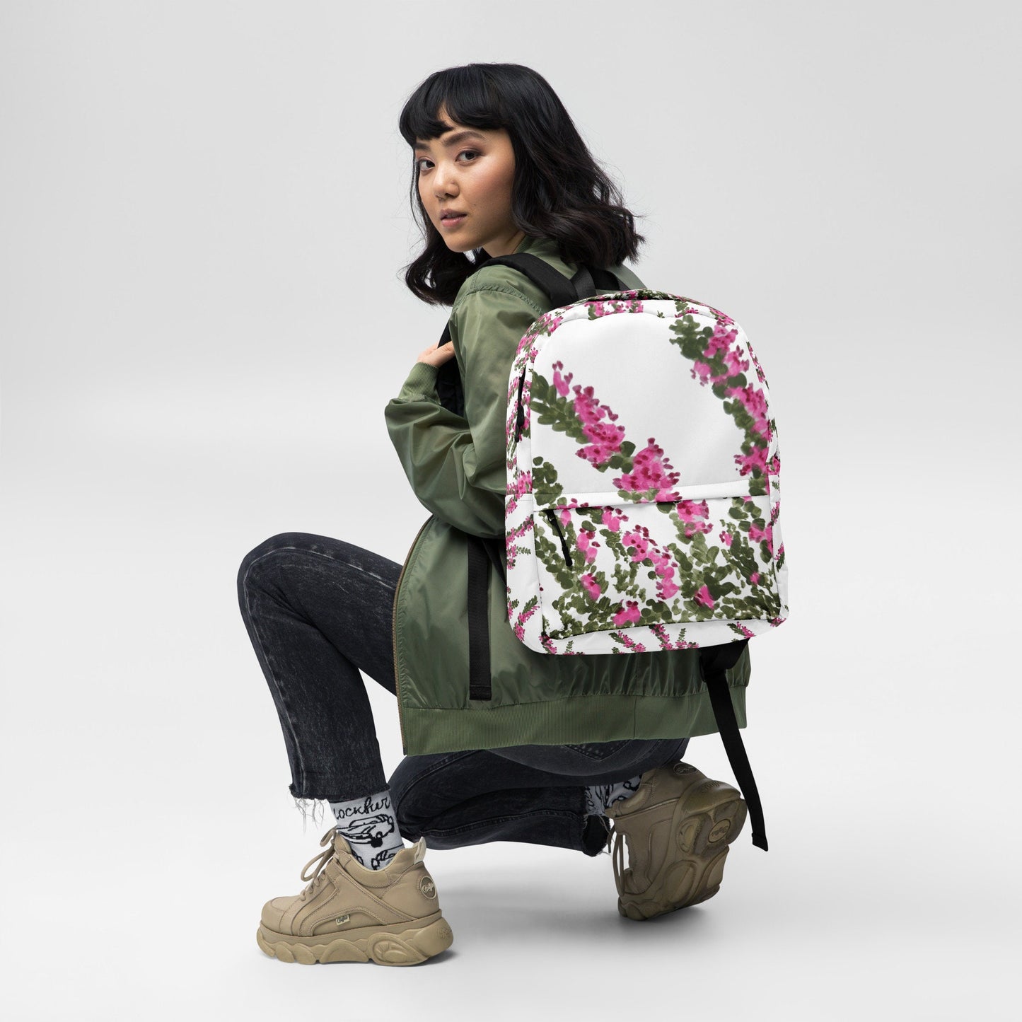 Heather flower backpack,back to school,college backpack,hiking backpack,botanical backpack,country backpack,aesthetic diaper bag,cool bag