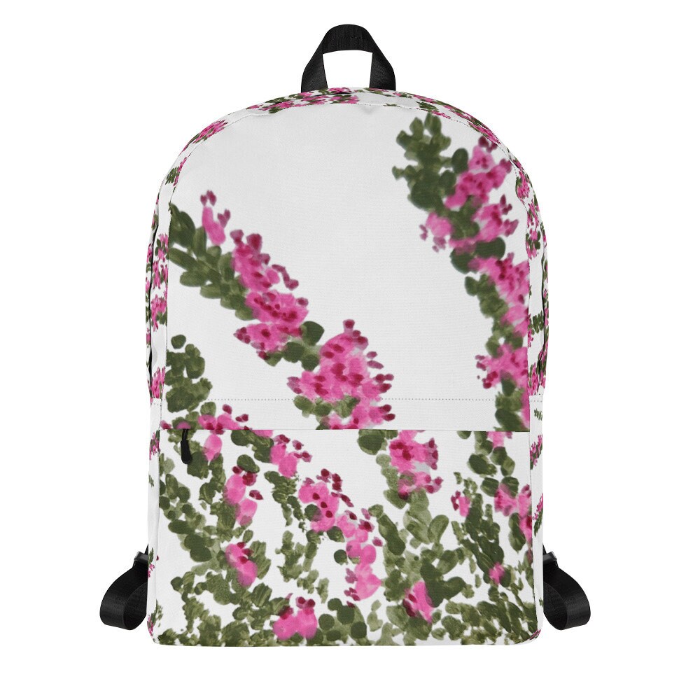 Heather flower backpack,back to school,college backpack,hiking backpack,botanical backpack,country backpack,aesthetic diaper bag,cool bag