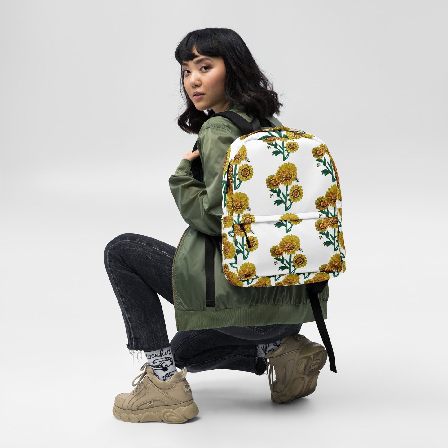 Sunflower backpack,back to school,college backpack,hiking backpack,botanical backpack,country backpack,women's diaper bag,work backpack