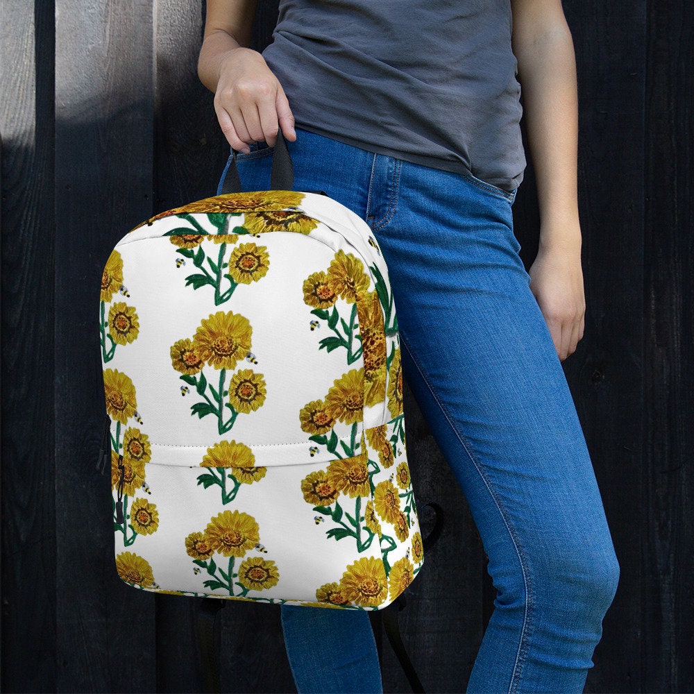 Sunflower backpack,back to school,college backpack,hiking backpack,botanical backpack,country backpack,women's diaper bag,work backpack