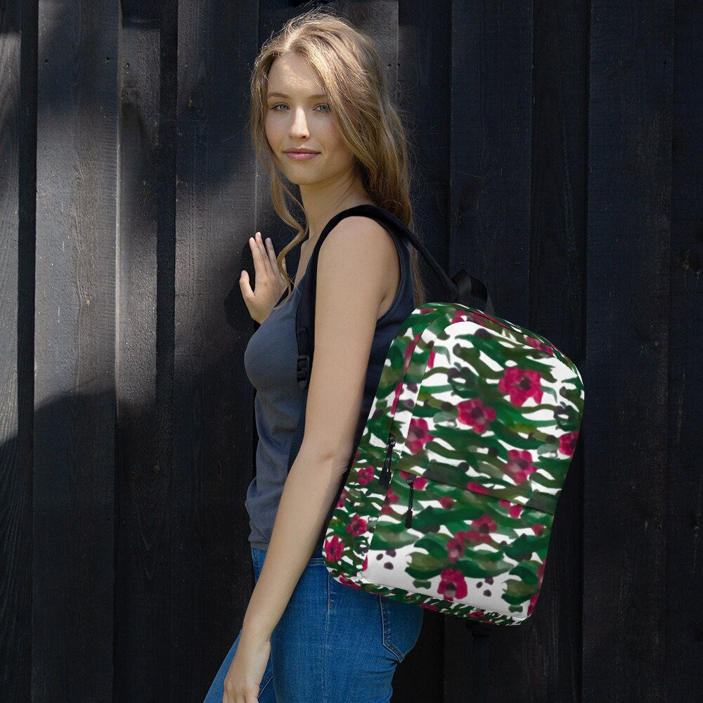 Pink wildflower backpack,back to school backpack,fashion backpack,nurse backpack,multipurpose bag,baby backpack,diaper bag,laptop backpack
