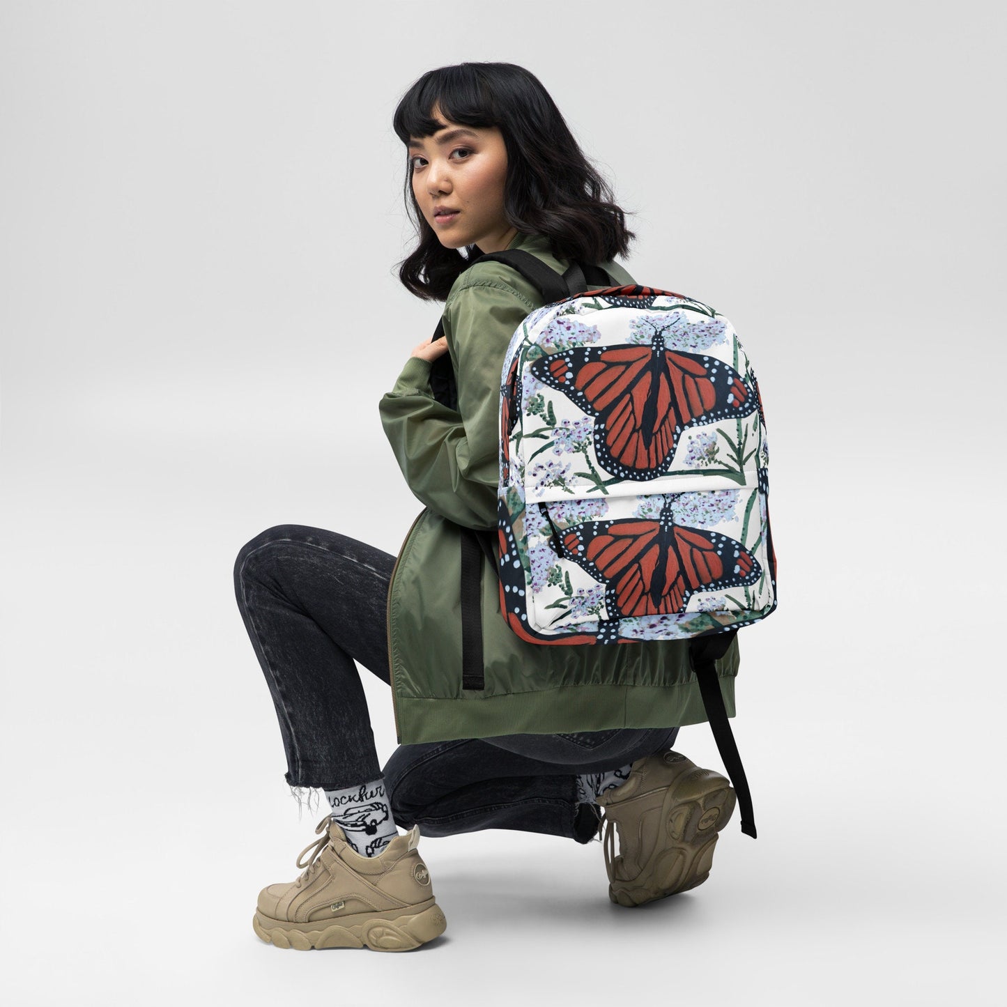 Monarch butterfly backpack,back to school,travel backpack,baby backpack,floral backpack,diaper bag,botanical backpack,multipurpose bag