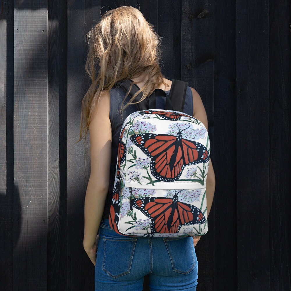 Monarch butterfly backpack,back to school,travel backpack,baby backpack,floral backpack,diaper bag,botanical backpack,multipurpose bag