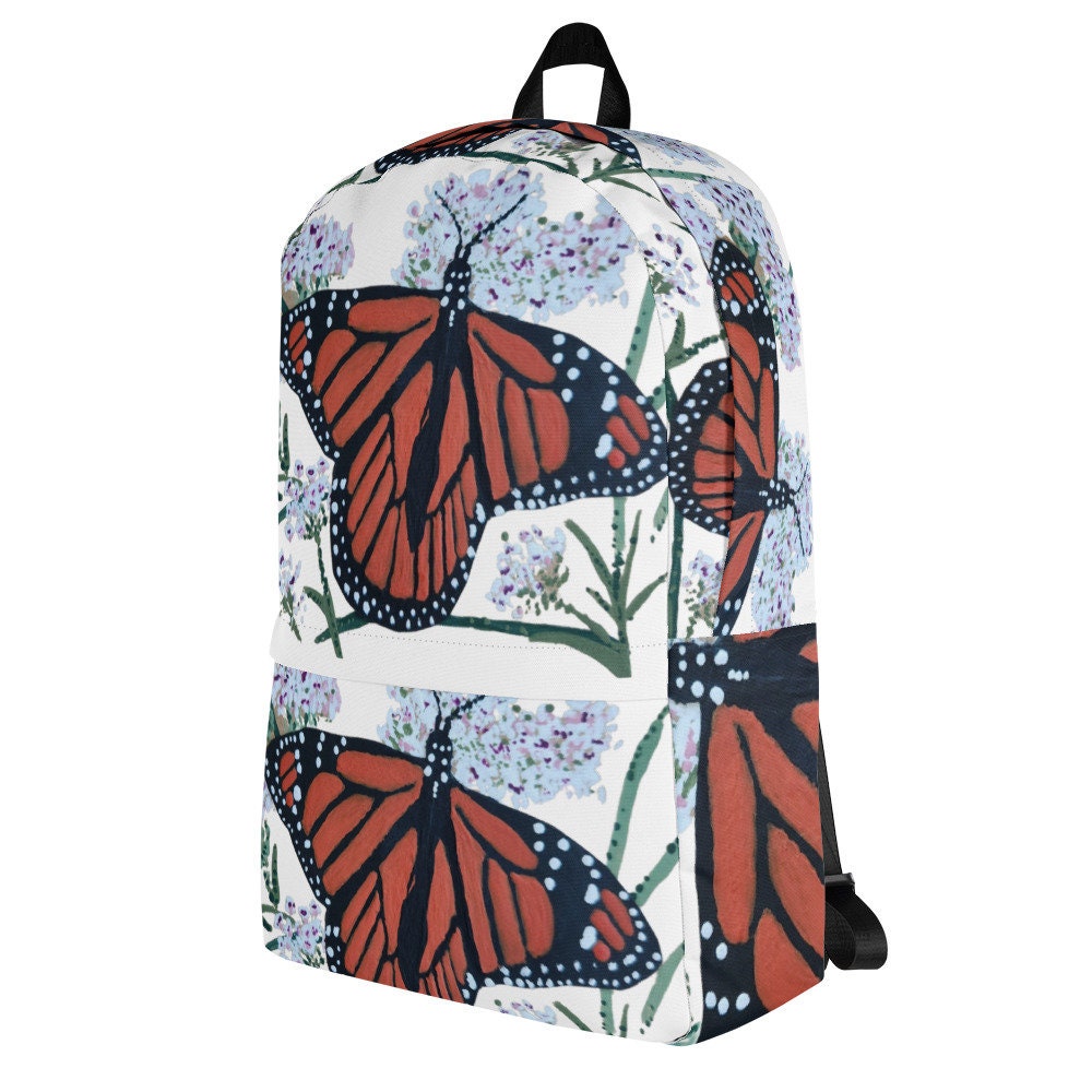 Monarch butterfly backpack,back to school,travel backpack,baby backpack,floral backpack,diaper bag,botanical backpack,multipurpose bag