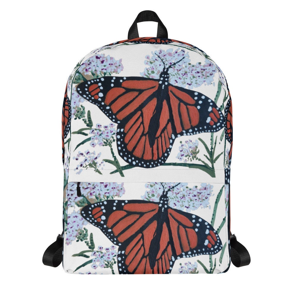 Monarch butterfly backpack,back to school,travel backpack,baby backpack,floral backpack,diaper bag,botanical backpack,multipurpose bag