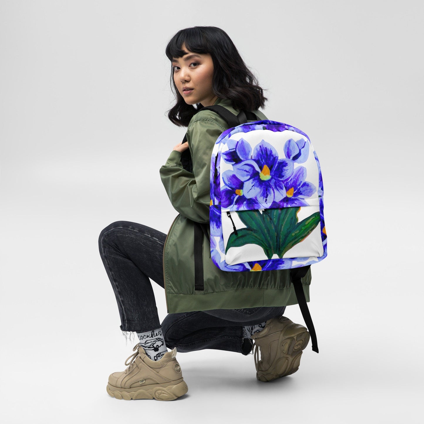 Blue flower backpack,back to school,baby backpack,travel backpack,nurse backpack,multipurpose bag,country backpack,medical backpack,work bag
