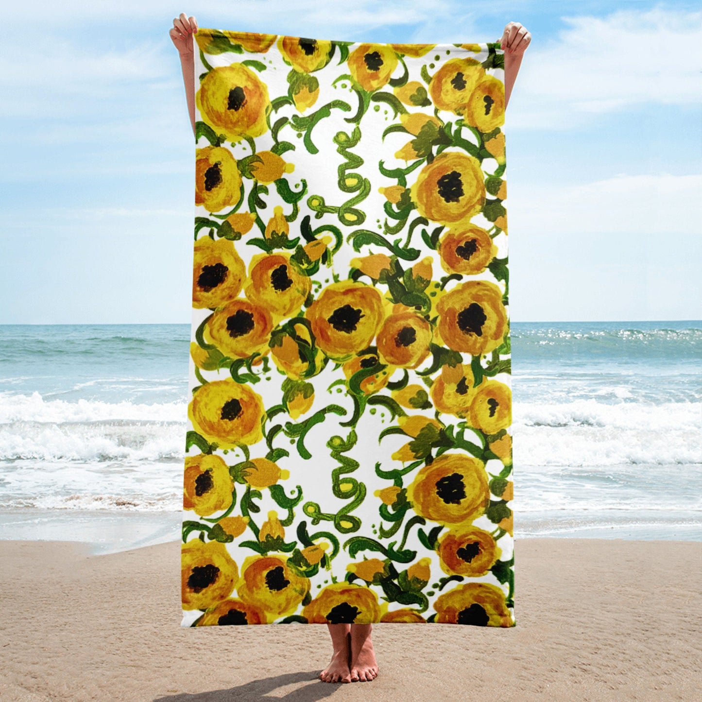 Yellow love beach towel,floral decor,bathroom towel,hanging towel,guest towel,botanical towel,baby towel,gym towel,printed towel,fall towel