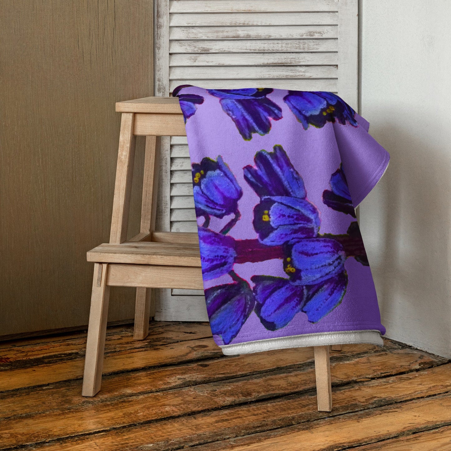 Purple floral towel,bath towel,botanical towel,housewares,decor,pool towel,beach towels,kids bath towel,guest towel,nature lover gift