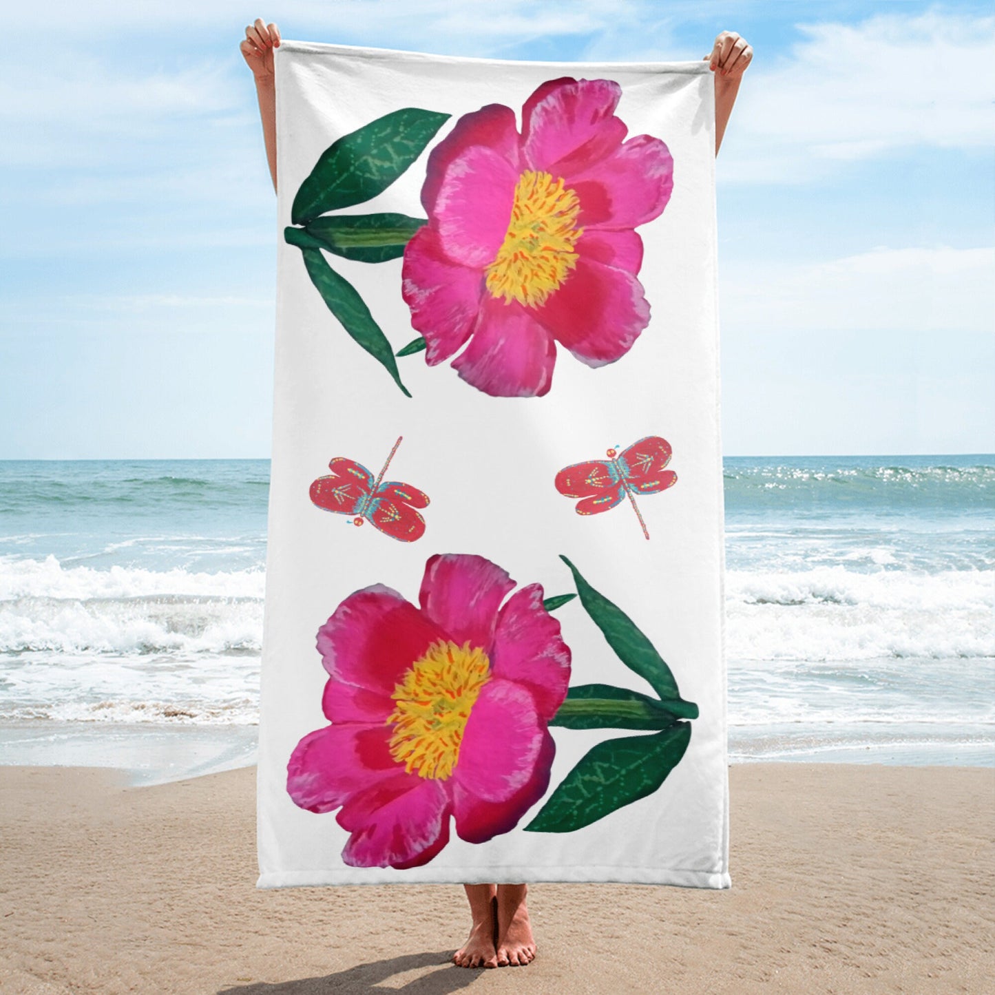 Pink flowers towel,bath towels,botanical towel,housewares,floral decor,kids bath towels,beach towel,guest towel,nature lovers gift,gym towel