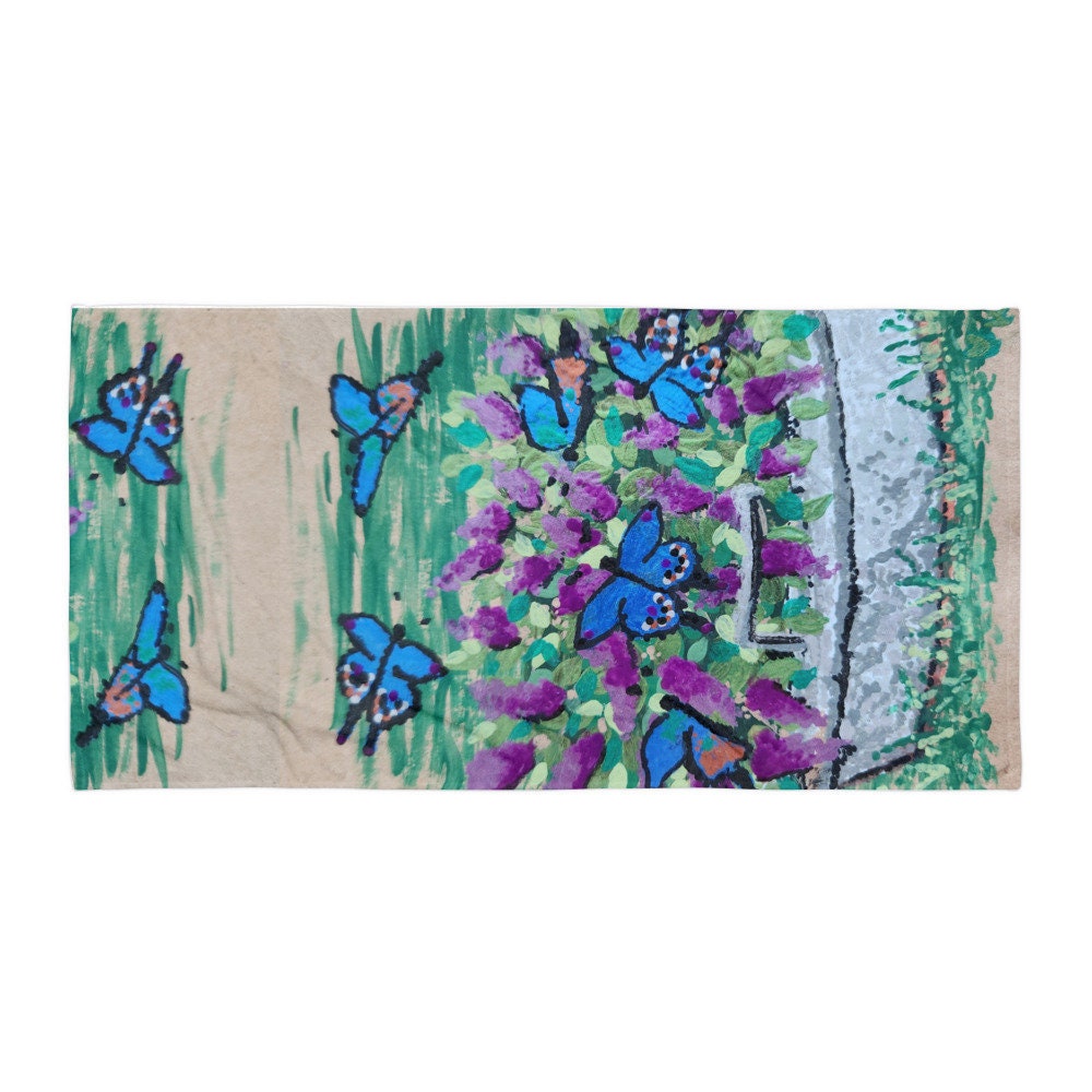 Butterfly lovers,floral towel,bath towels,housewares,decor,nature lovers gift,guest towels,fall towels,beach towels,gym towels,pool towels
