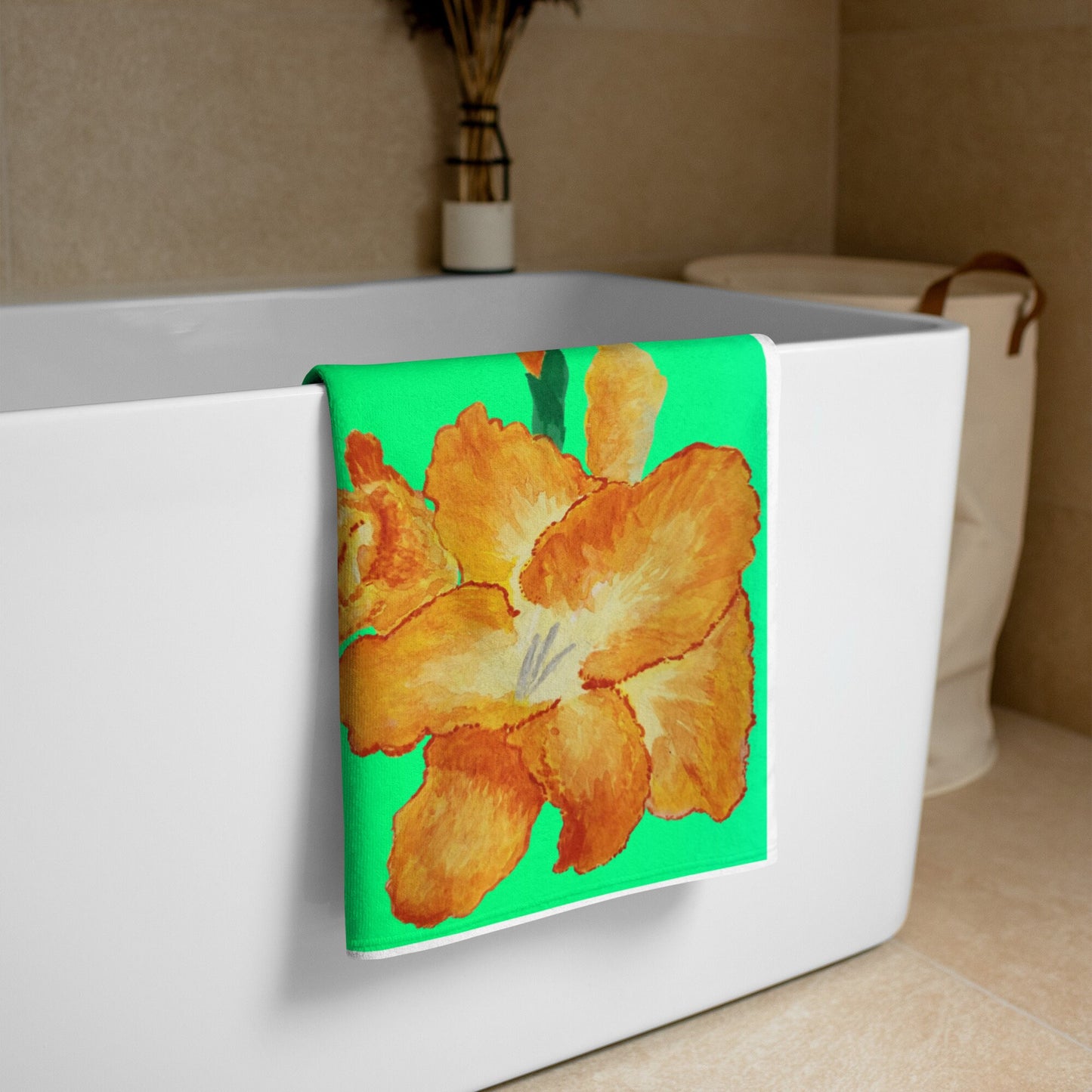 Gladiolus floral towel,fall towels,bath towels,housewares,decor,beach towels,botanical towels,kids bath towels,gym towels,vacation towels