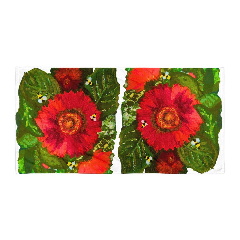 Garden flowers towel,floral towels,fall towels,housewares,decor,botanical towels,kids bath towels,guest towel,beach towels,gym towels