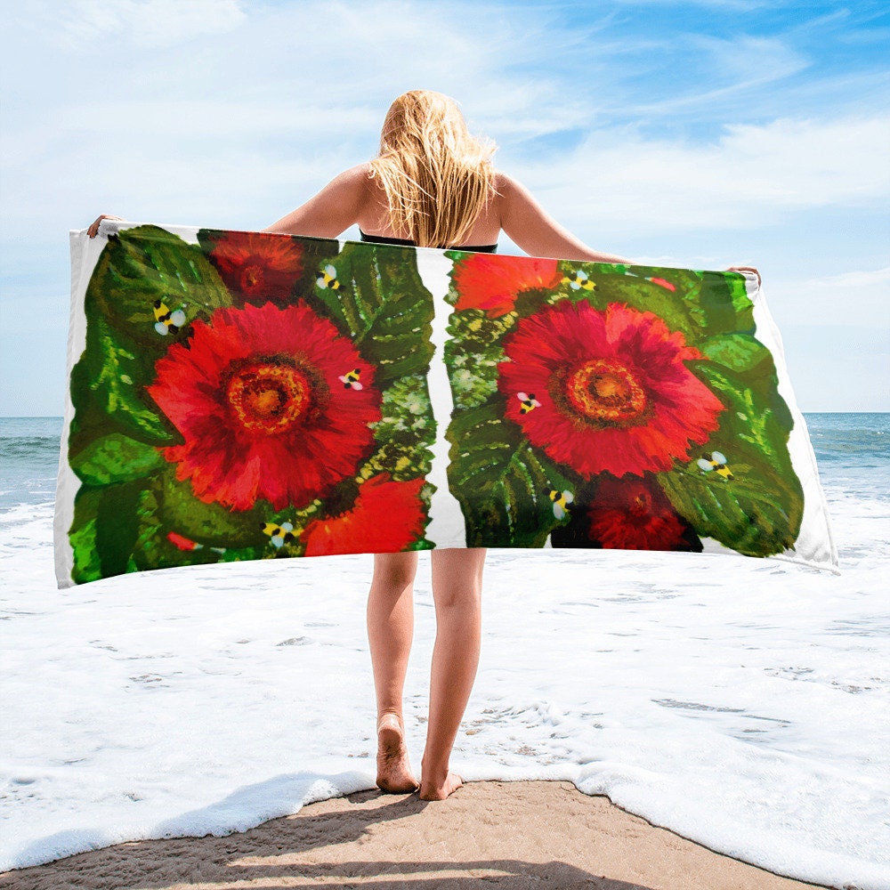 Garden flowers towel,floral towels,fall towels,housewares,decor,botanical towels,kids bath towels,guest towel,beach towels,gym towels