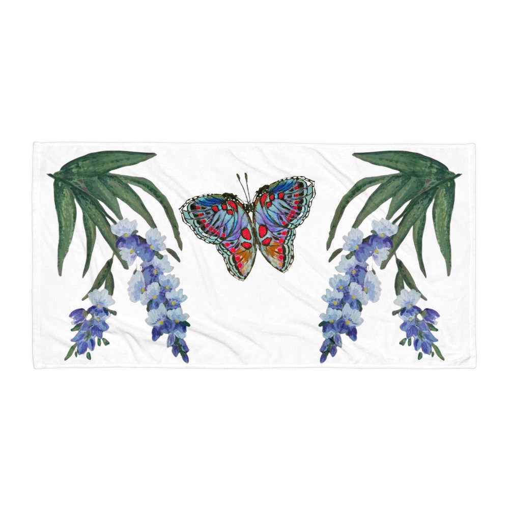 Wisteria floral beach towel,fall towels,botanical towels,housewares,decor,kids bath towels,guest towels,gym towels,nature lovers gift