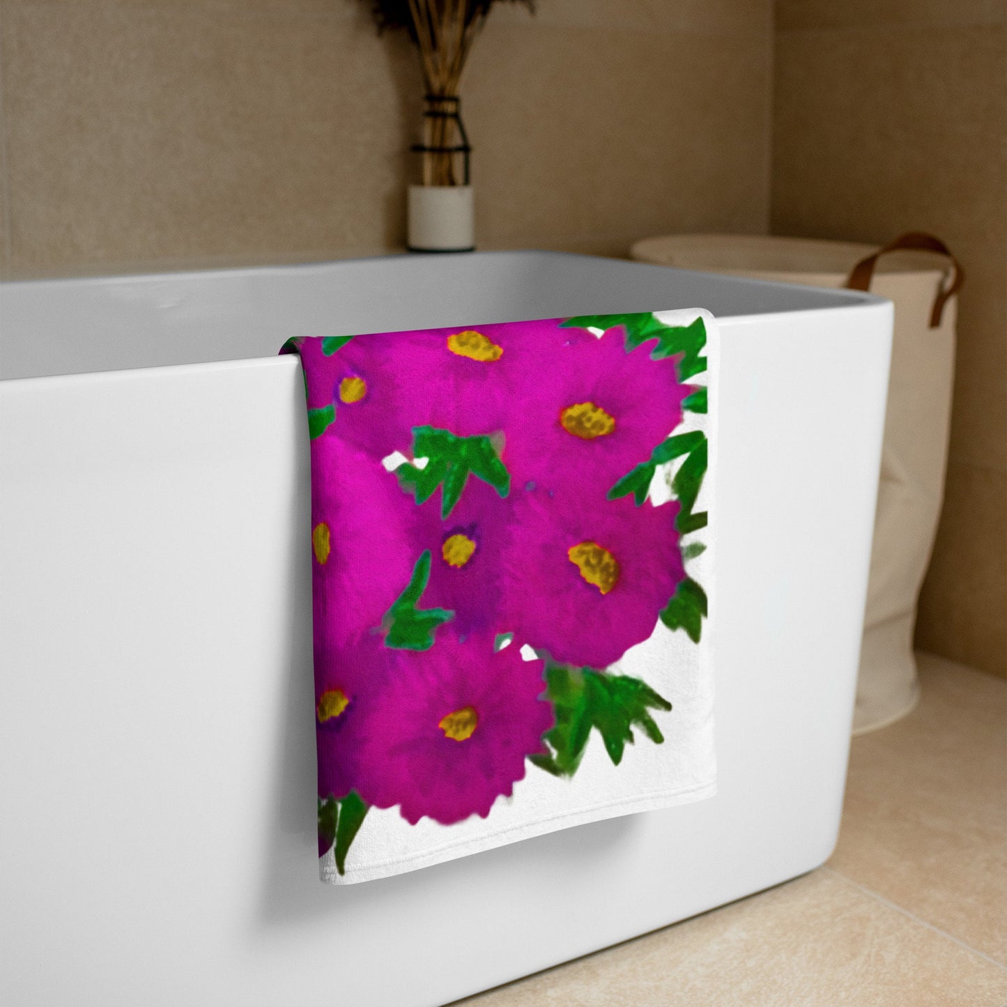 Ice Plant floral bath towels,fall towels,housewares,decor,botanical towels,nature lovers gift,beach towels,kids bath towels,premium towels
