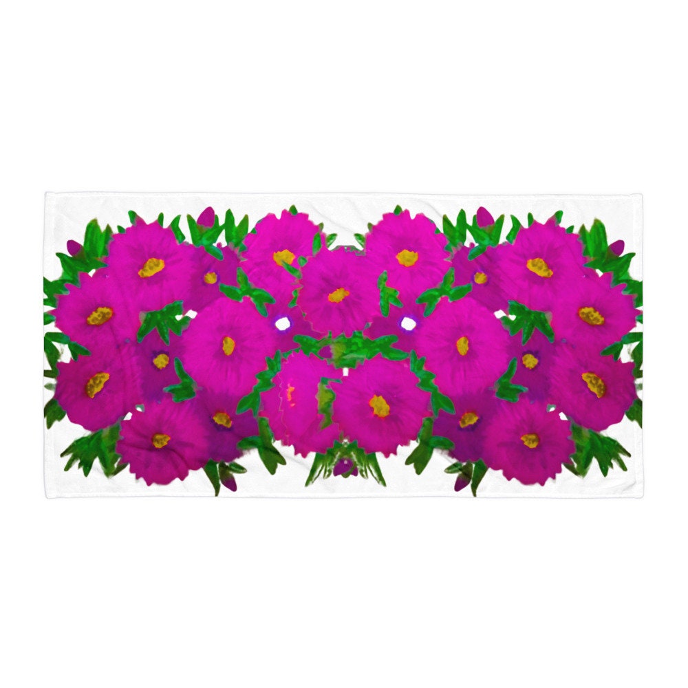 Ice Plant floral bath towels,fall towels,housewares,decor,botanical towels,nature lovers gift,beach towels,kids bath towels,premium towels