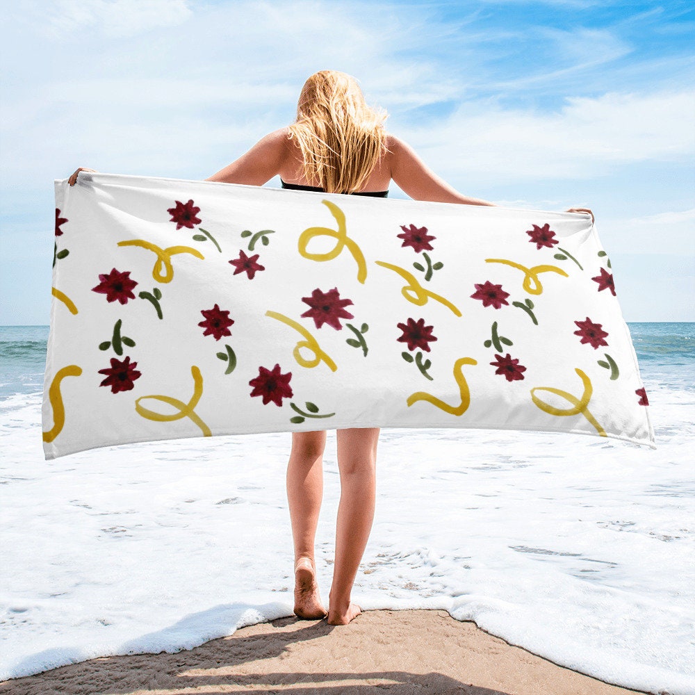Colorful floral beach towels,fall towels,housewares,decor,botanical towels,kids bath towels,premium towels,guest towels,pool towels