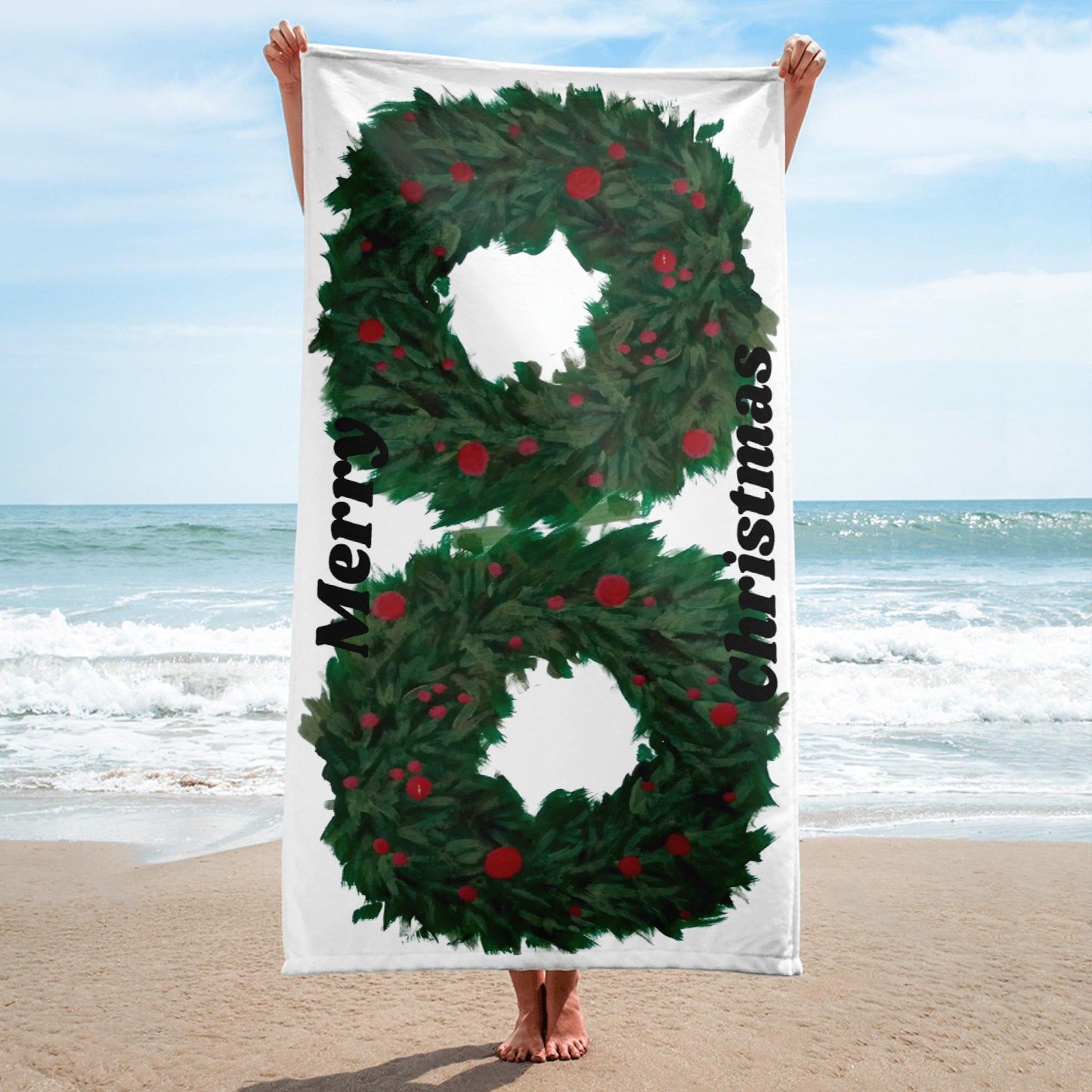 Holiday Wreath Towels,fall towels,housewares,holiday decor,decor,beach towels,kids bath towels,guest towels,christmas towel,decorative towel