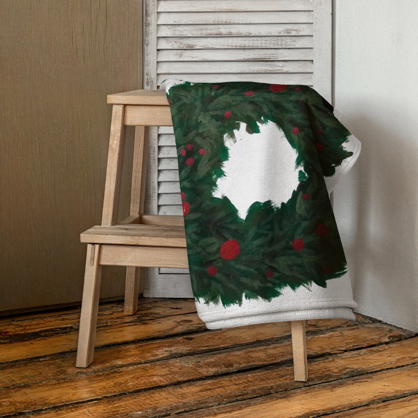 Holiday Wreath Towels,fall towels,housewares,holiday decor,decor,beach towels,kids bath towels,guest towels,christmas towel,decorative towel