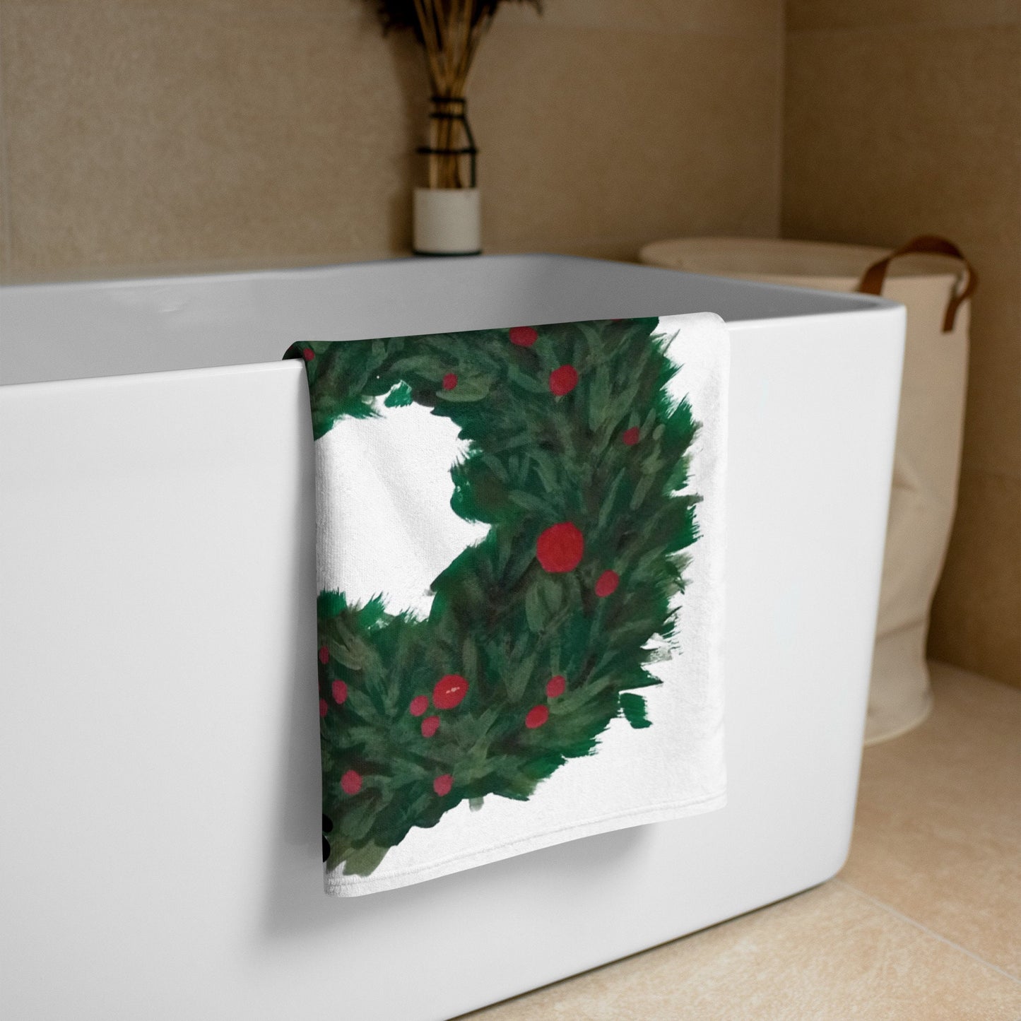 Holiday Wreath Towels,fall towels,housewares,holiday decor,decor,beach towels,kids bath towels,guest towels,christmas towel,decorative towel