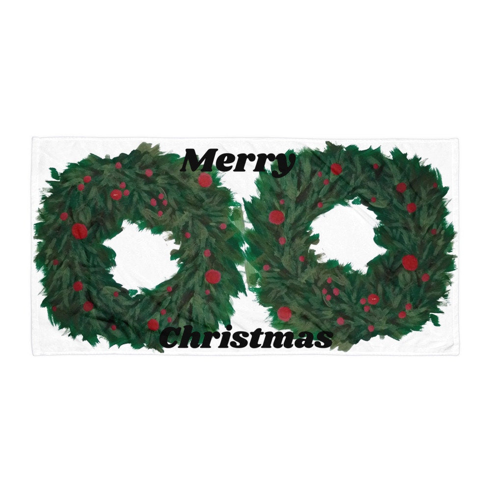 Holiday Wreath Towels,fall towels,housewares,holiday decor,decor,beach towels,kids bath towels,guest towels,christmas towel,decorative towel