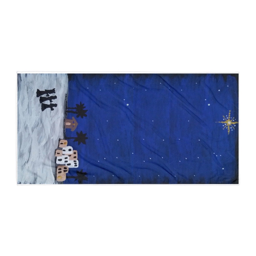 Christmas Scene Towel,fall towels,housewares,holiday decor,decor,artistic towels,guest towels,beach towels,decorative towels
