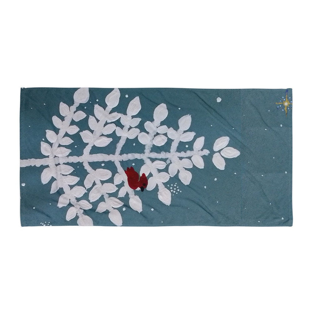 Snow covered tree towel,fall towels,housewares,holiday decor,decor,winter towels,guest towels,kids bath towels,botanical towels