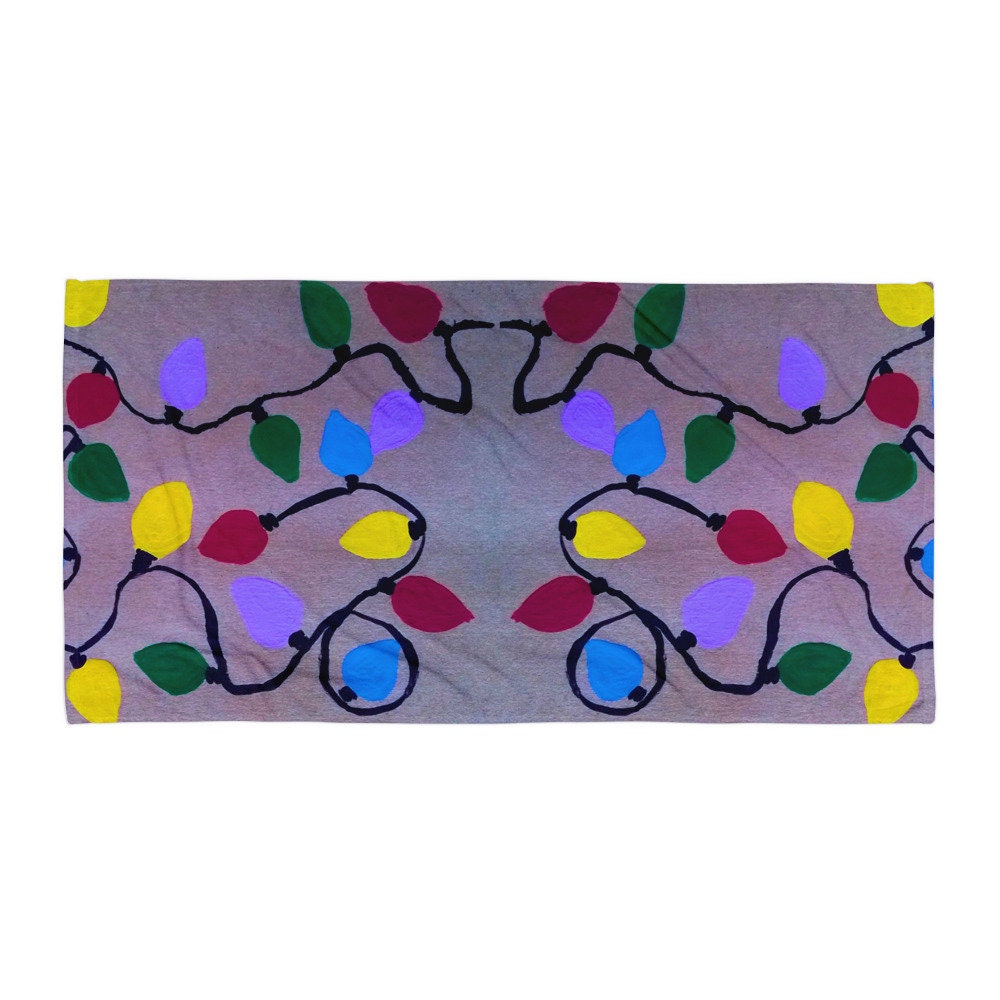 Holiday Lights Towel,fall towels,holiday towels,housewares,holiday decor,decor,guest towels,beach towels,kids bath towels,decorative towels