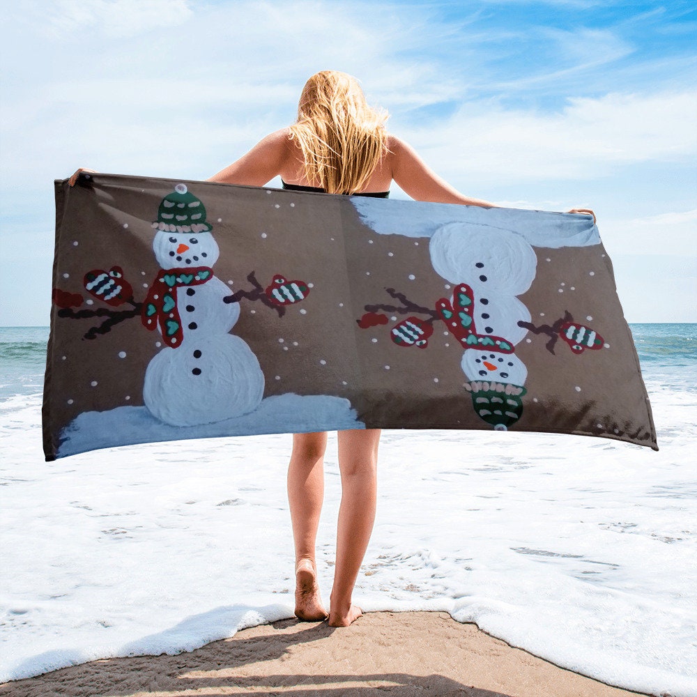 Snowmen towel,fall towels,housewares,holiday decor,decor,guest towels,holiday towels,winter towels,beach towels,kids bath towels