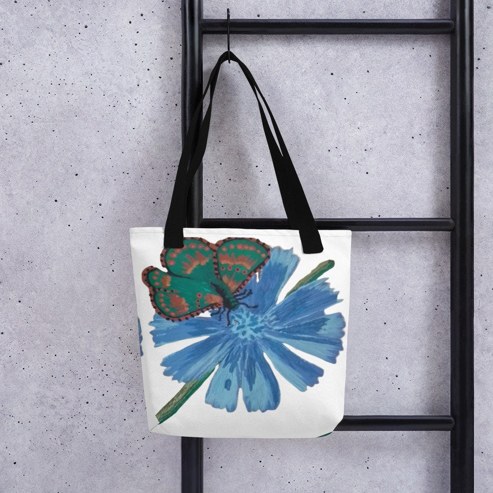 Reusable butterfly tote bag,botanical tote bag,daycare bag,farmers market bag,unisex tote bag,carry all,beach tote bag,nurse tote bag