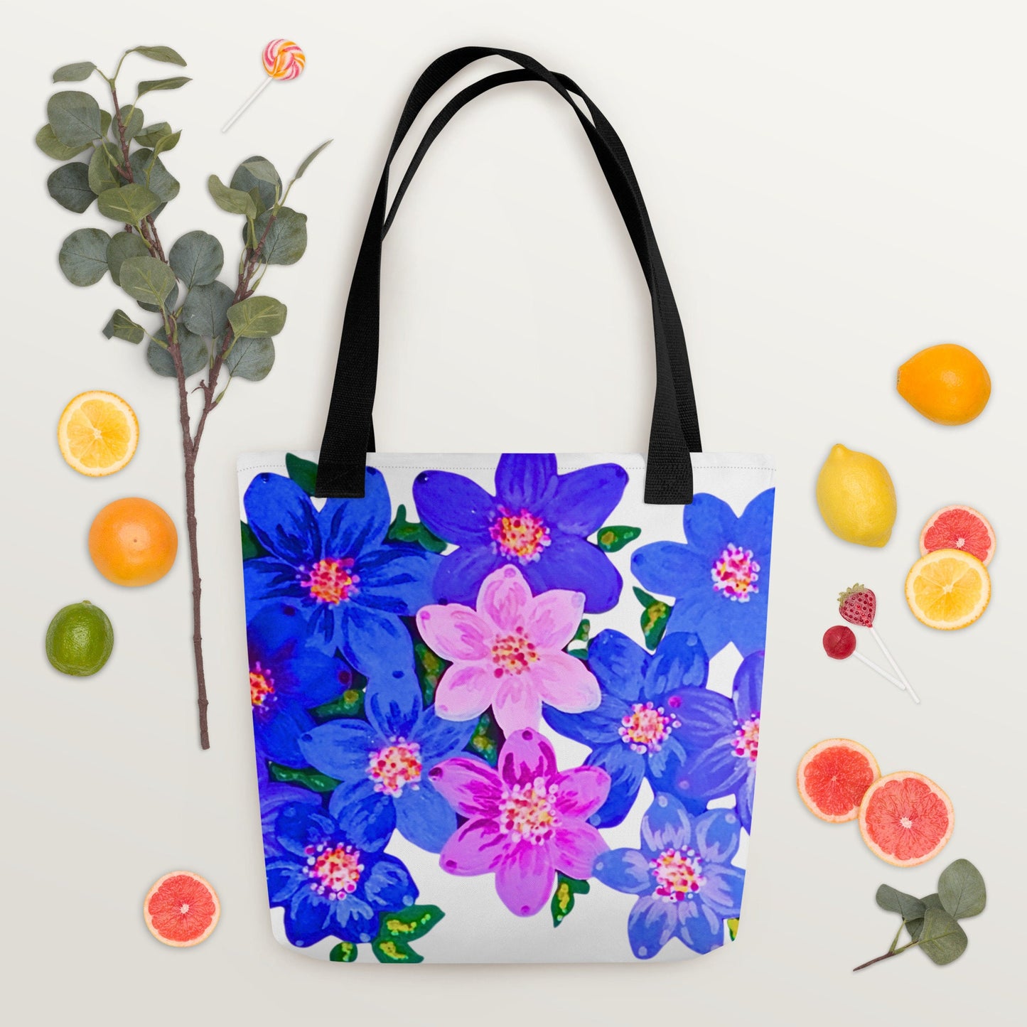 Colorful floral tote bag,botanical tote bag,daycare bag,farmers market bag,unisex tote,durable tote,bridal party bag,reusable tote bag