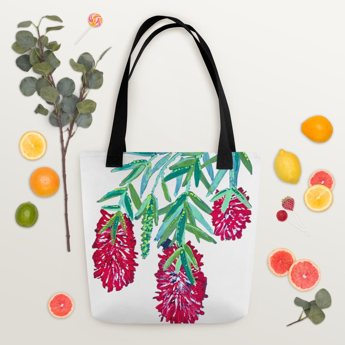 Weeping bottle brush tote bag,reusable tote bag,beach tote bag,farmers market bag,carry all,nurse tote bag,daycare bag,flower girl bag