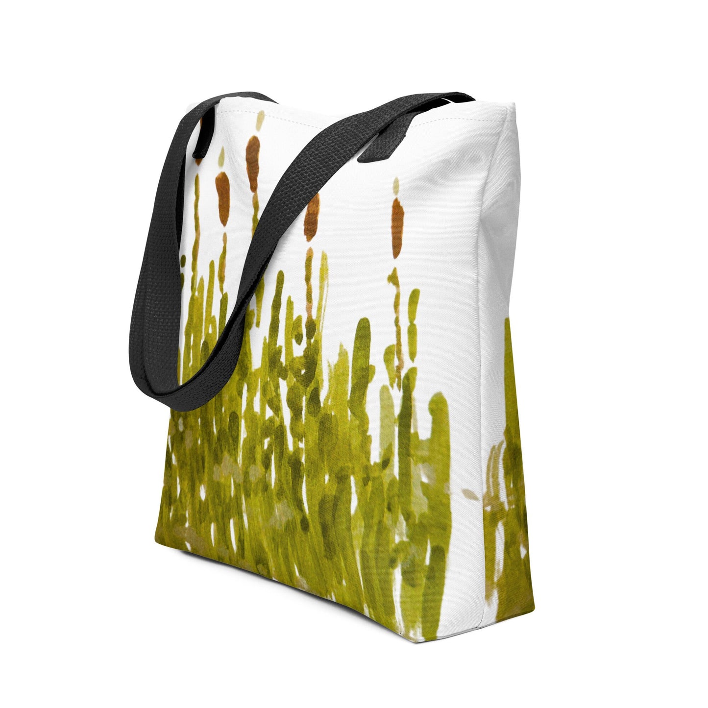 Reusable cattail tote bag,botanical tote bag,daycare bag,farmers market bag,beach tote bag,nurse tote bag,wildflower tote bag,carry all