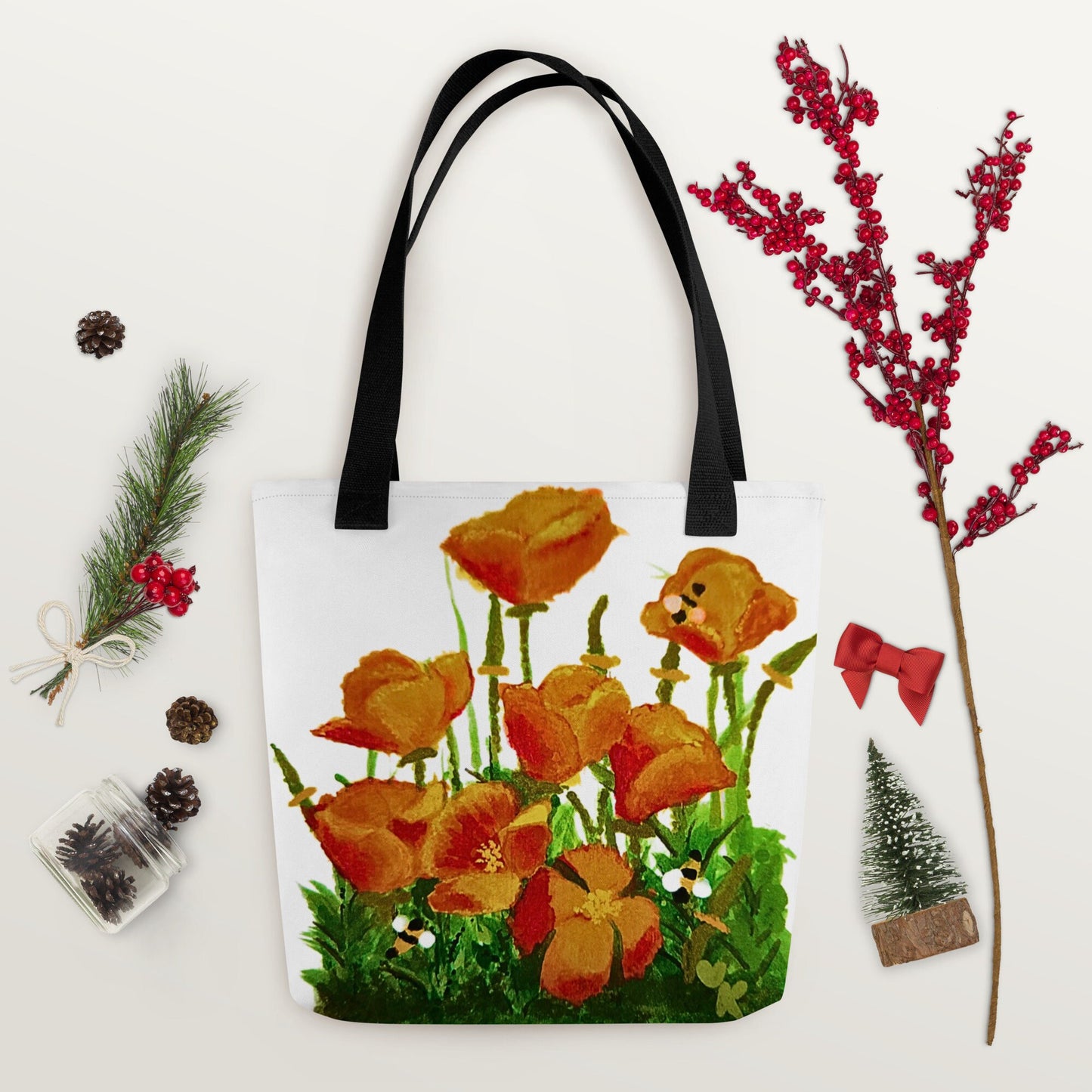 California poppies reusable tote bag,botanical tote bag,beach tote bag,nurse tote bag,daycare bag,farmers market bag,carry all,durable tote