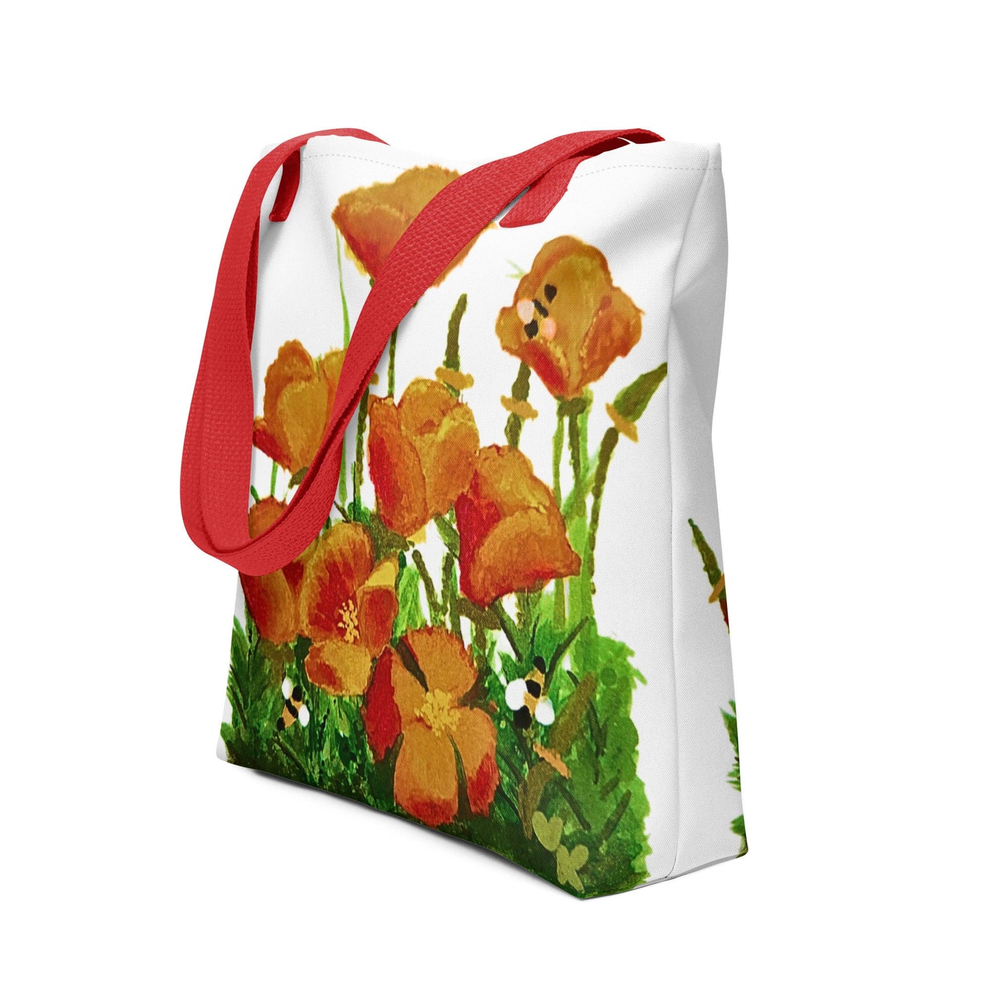 California poppies reusable tote bag,botanical tote bag,beach tote bag,nurse tote bag,daycare bag,farmers market bag,carry all,durable tote