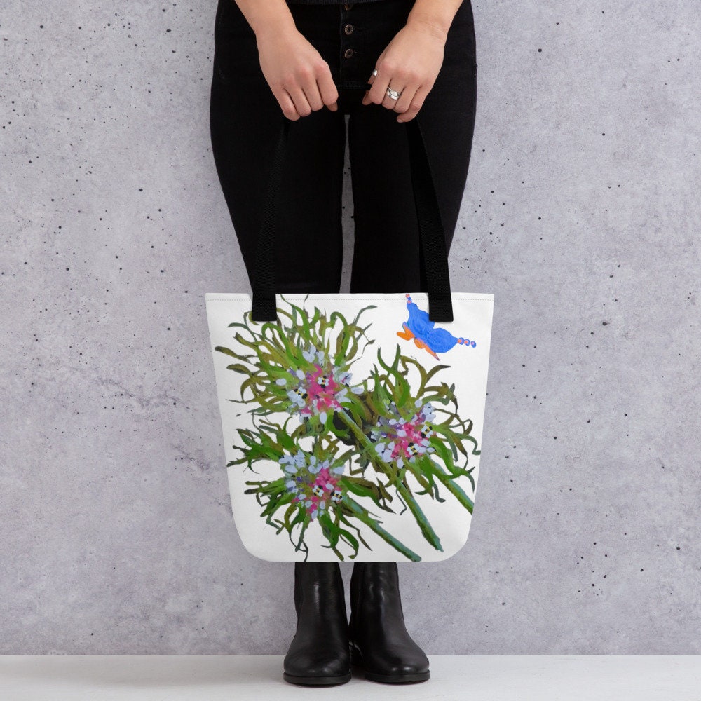 Nature lovers reusable tote bag,beach tote bag,nurse tote bag,wildflower tote bag,daycare bag,carry all,durable tote bag,butterfly lover