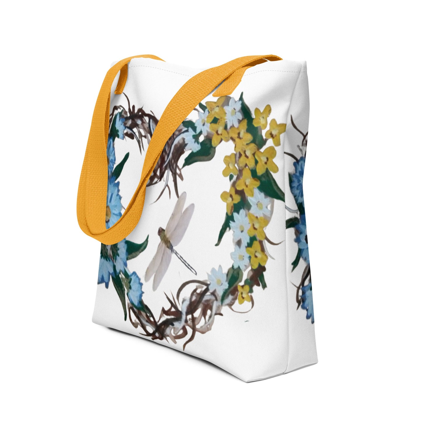 Reusable floral heart wreath tote bag,beach tote bag,nurse tote bag,farmers market bag,carry all,wildflower tote bag,colorful tote bag