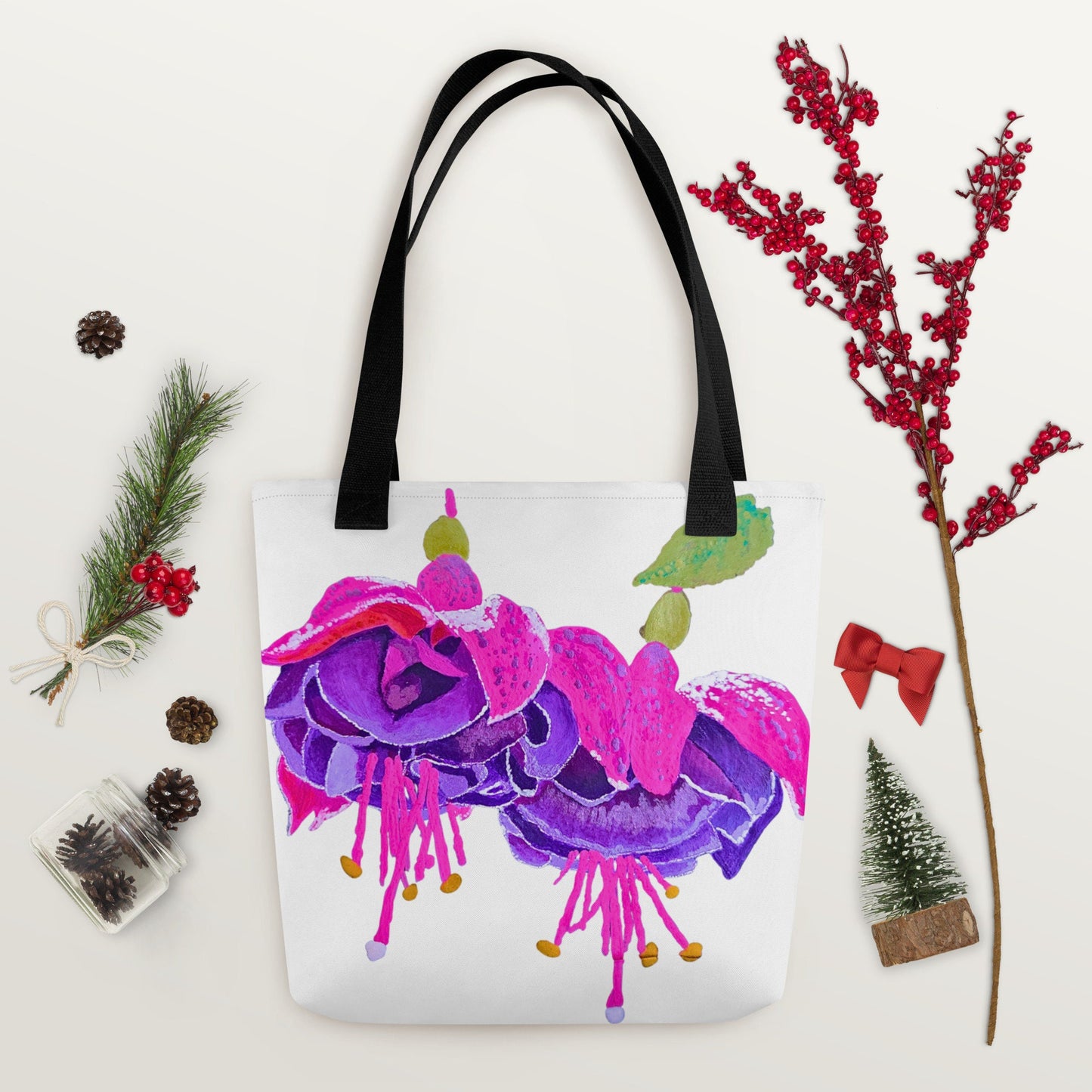 Fuscia reusable tote bag,beach tote bag,nurse tote bag,farmers market bag,carry all,wildflower tote bag,nature lover gift,colorful tote bag