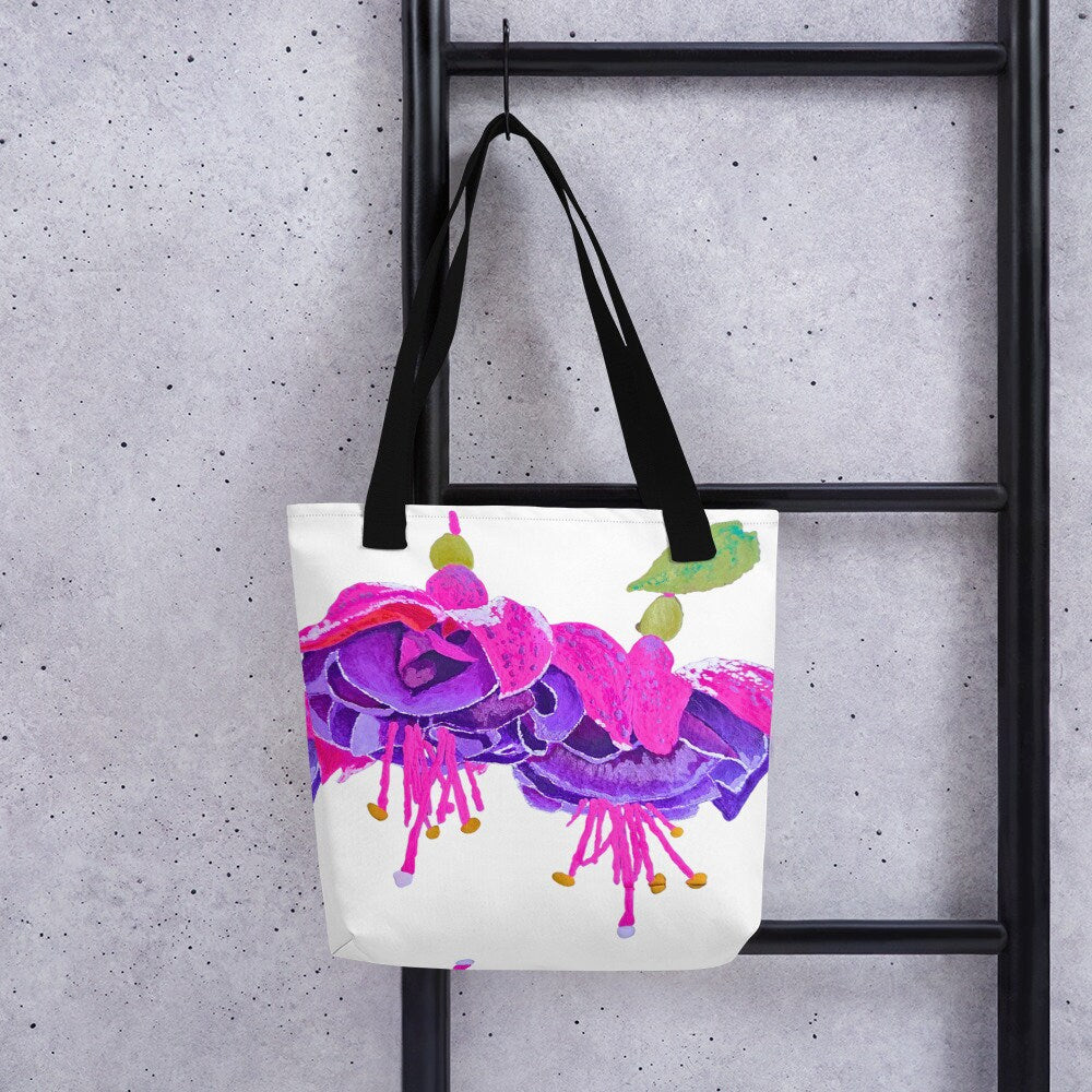 Fuscia reusable tote bag,beach tote bag,nurse tote bag,farmers market bag,carry all,wildflower tote bag,nature lover gift,colorful tote bag