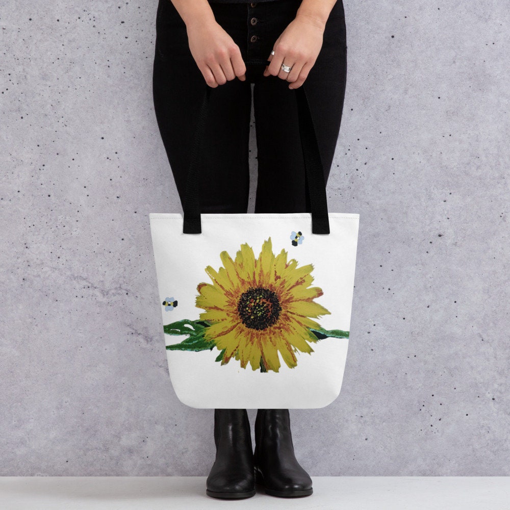 Sunflower reusable tote bag,beach tote bag,nurse tote bag,farmers market bag,wildflower tote bag,nature lover gift,carry all,durable tote