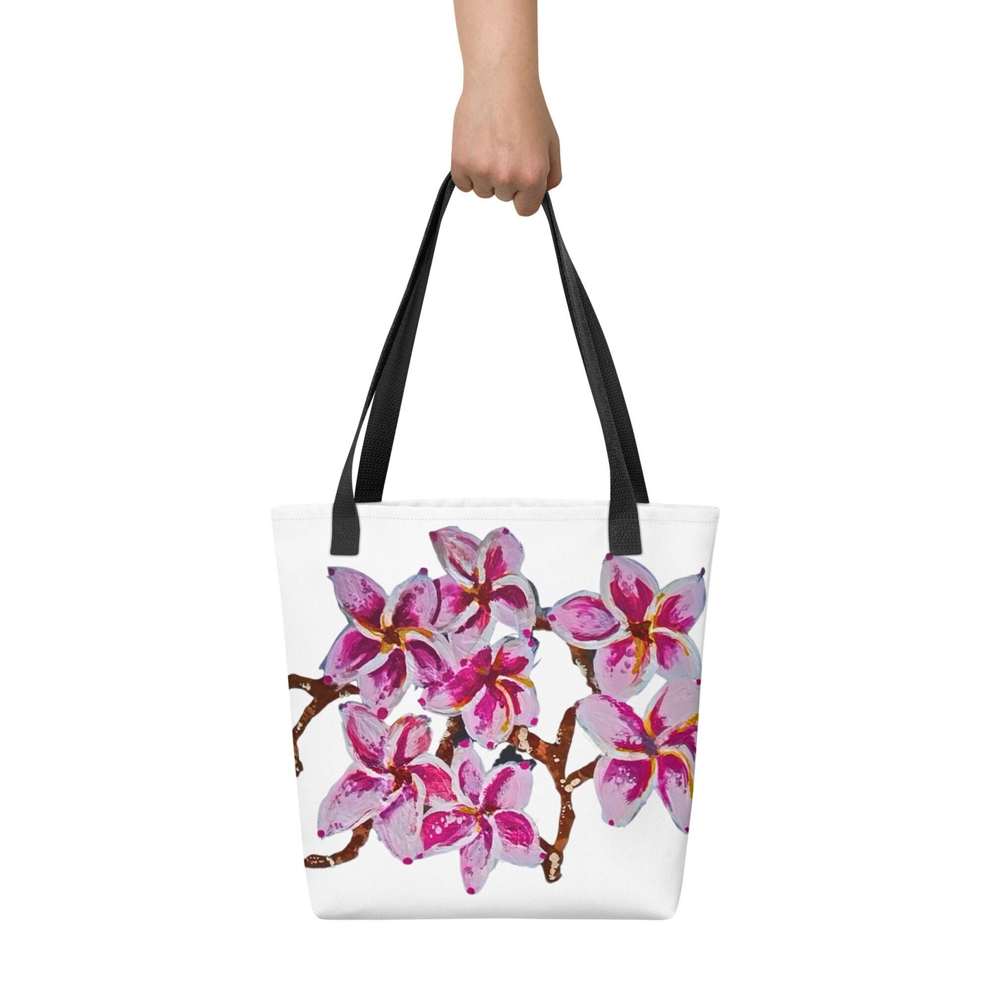 Cherry blossom reusable tote bag,botanical tote bag,beach tote bag,nurse tote bag,daycare bag,farmers market bag,carry all,unisex tote bag