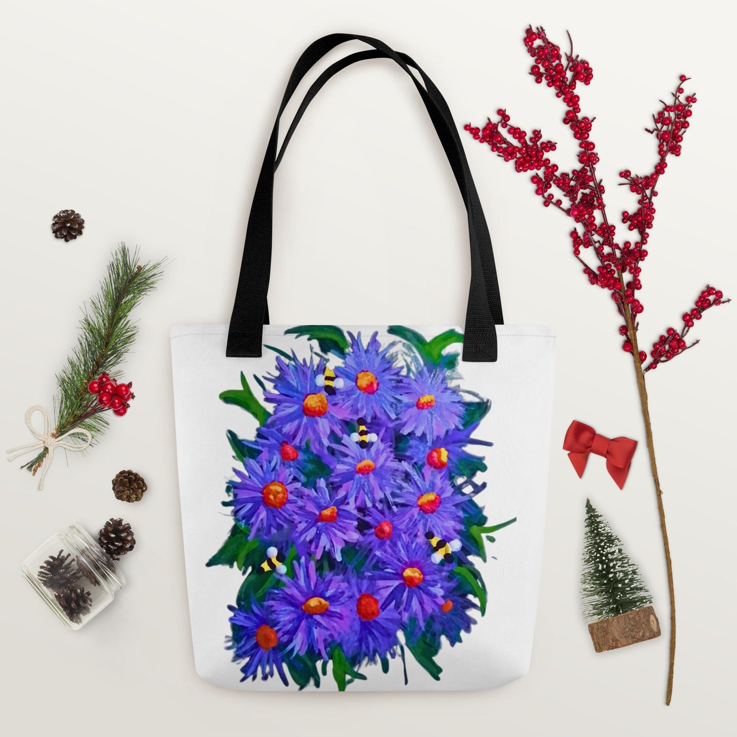 Asther flower tote bag,beach tote bag,nurse tote bag,farmers market bag,colorful tote bag,carry all,wildflower tote bag,nature lovers gift