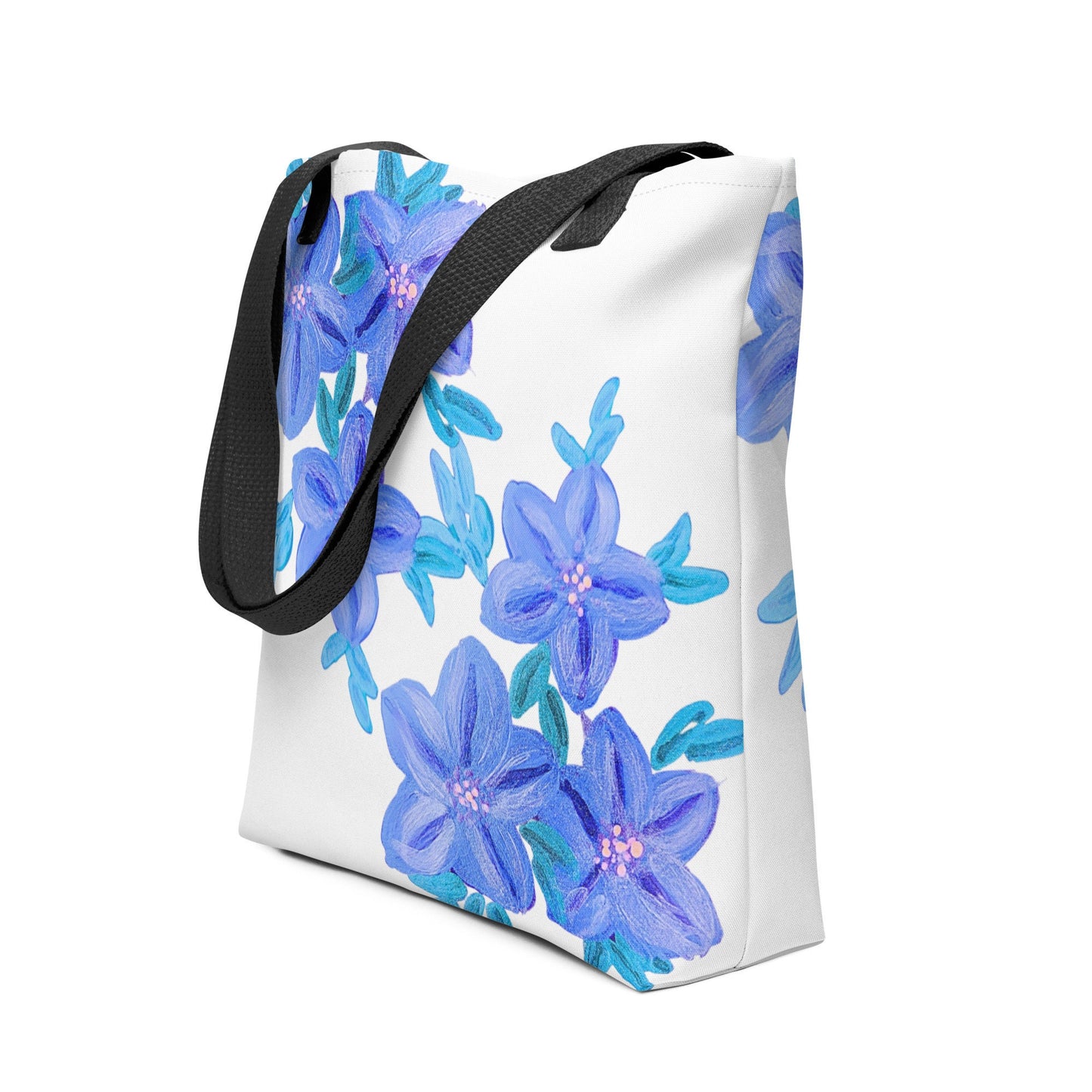 Pastel blue floral tote bag,nurse tote bag,beach tote bag,farmers market bag,carry all,wildflower tote bag,colorful tote,nature lovers tote