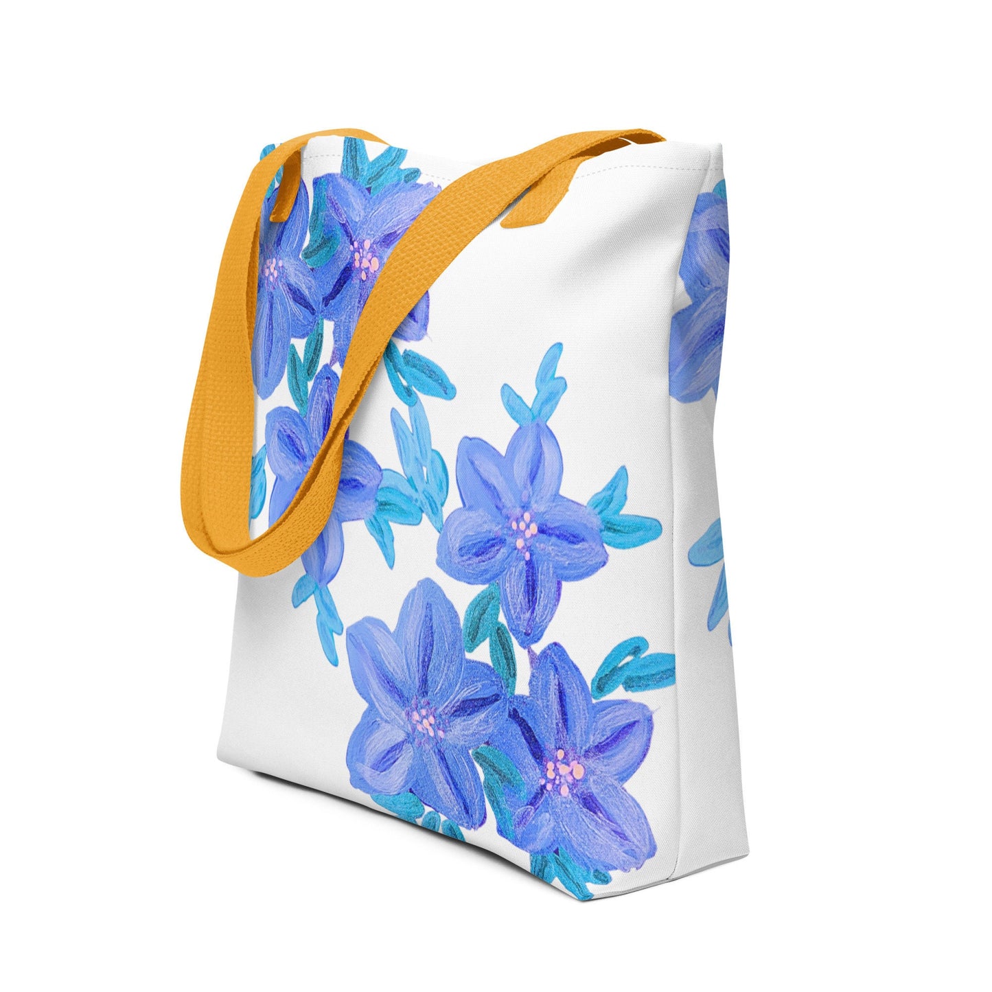 Pastel blue floral tote bag,nurse tote bag,beach tote bag,farmers market bag,carry all,wildflower tote bag,colorful tote,nature lovers tote