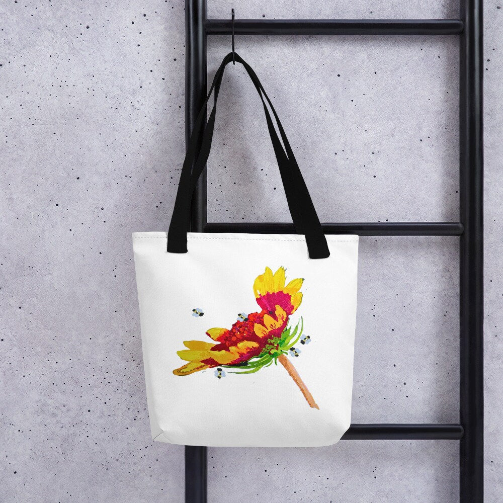 Reusable colorful flower tote bag,beach tote bag,nurse tote bag,farmers market bag,carry all,wildflower tote bag,daycare bag,nature lover